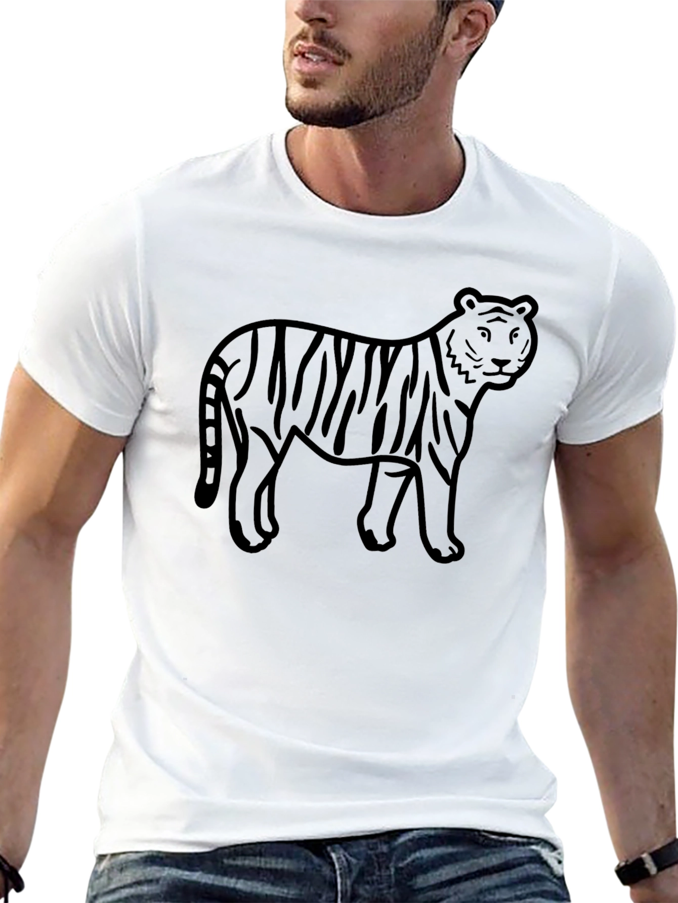Black Tiger Graphic Tee - Mens Casual T-Shirt