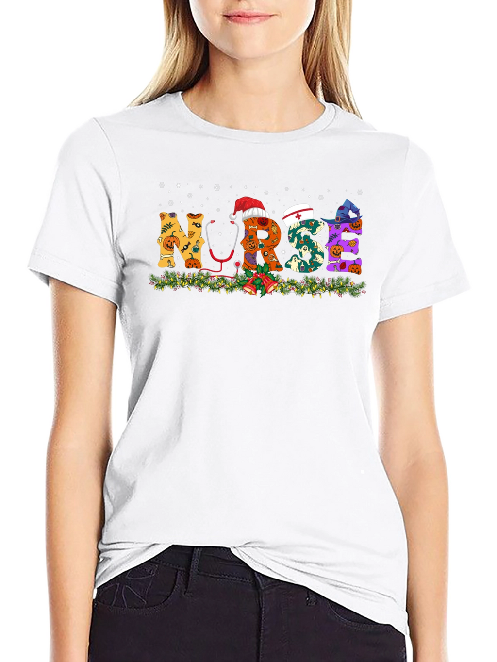 Nurse Halloween Christmas Graphic T-Shirt