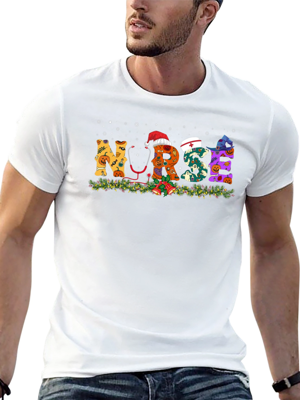 Nurse Halloween Christmas Graphic T-Shirt