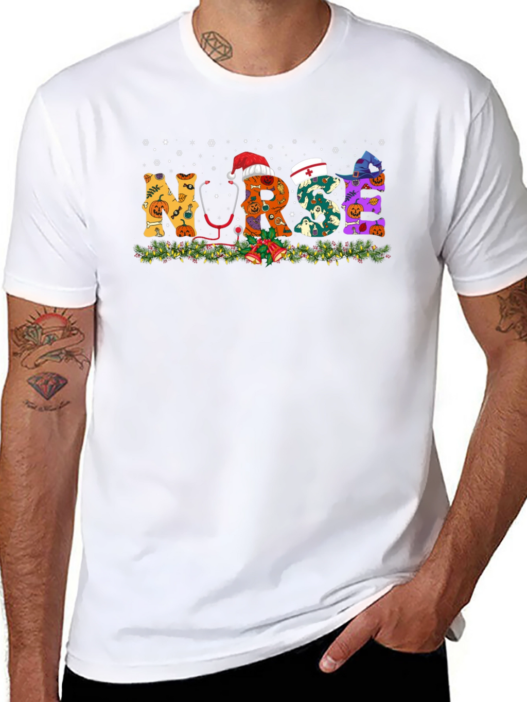 Nurse Halloween Christmas Graphic T-Shirt