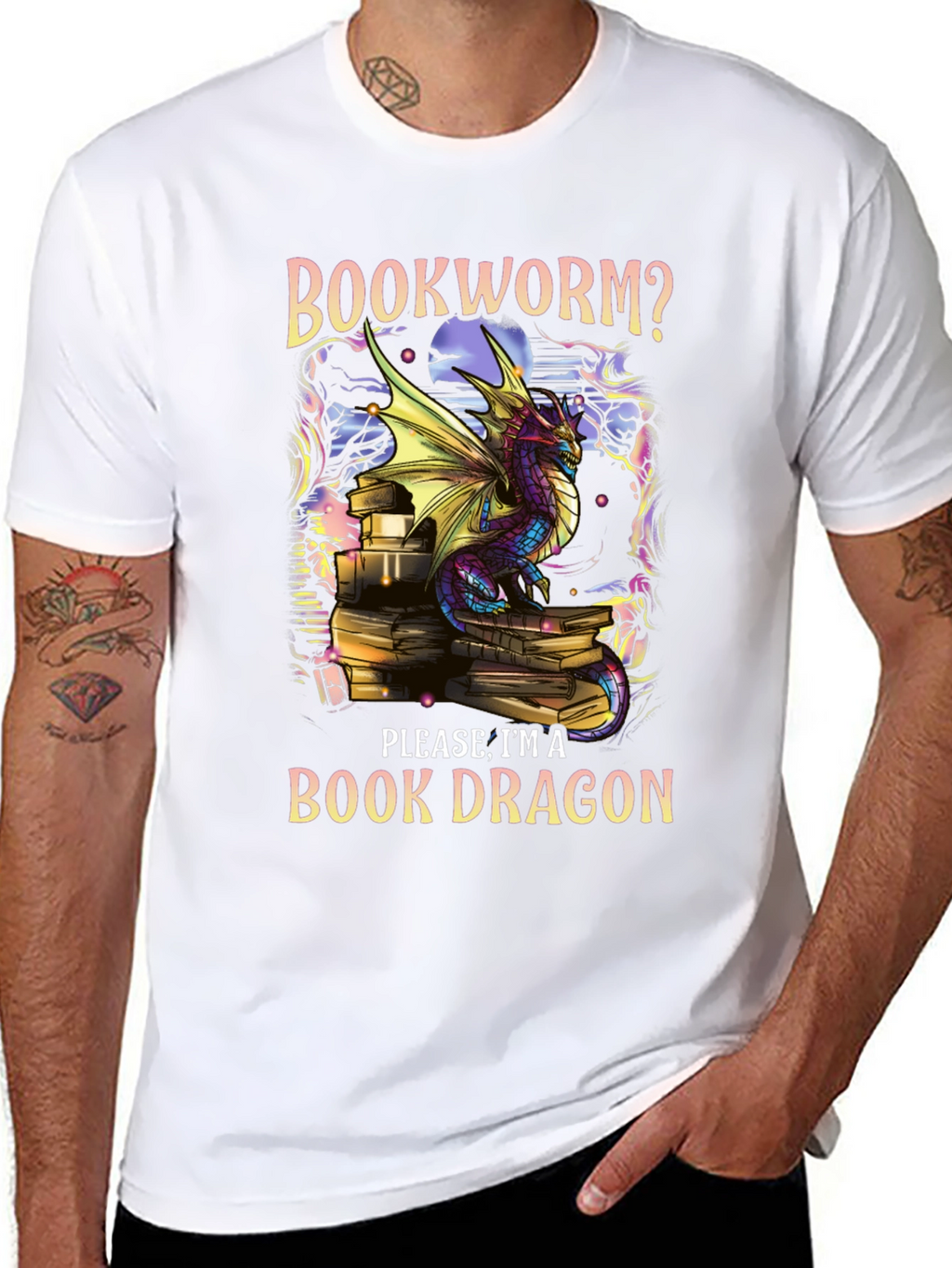 Book Dragon T-Shirt - Literary Fantasy Apparel
