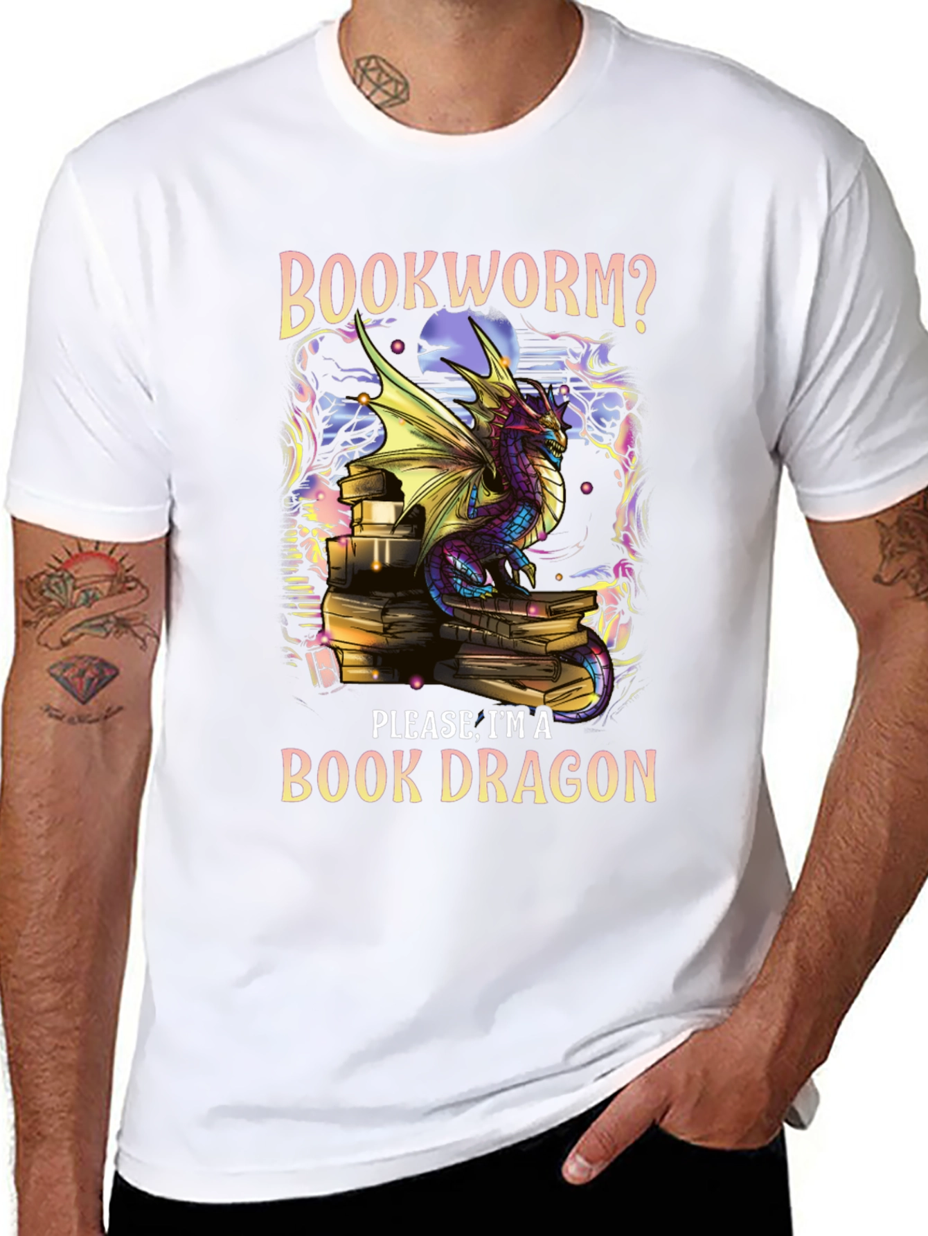 Book Dragon T-Shirt - Literary Fantasy Apparel