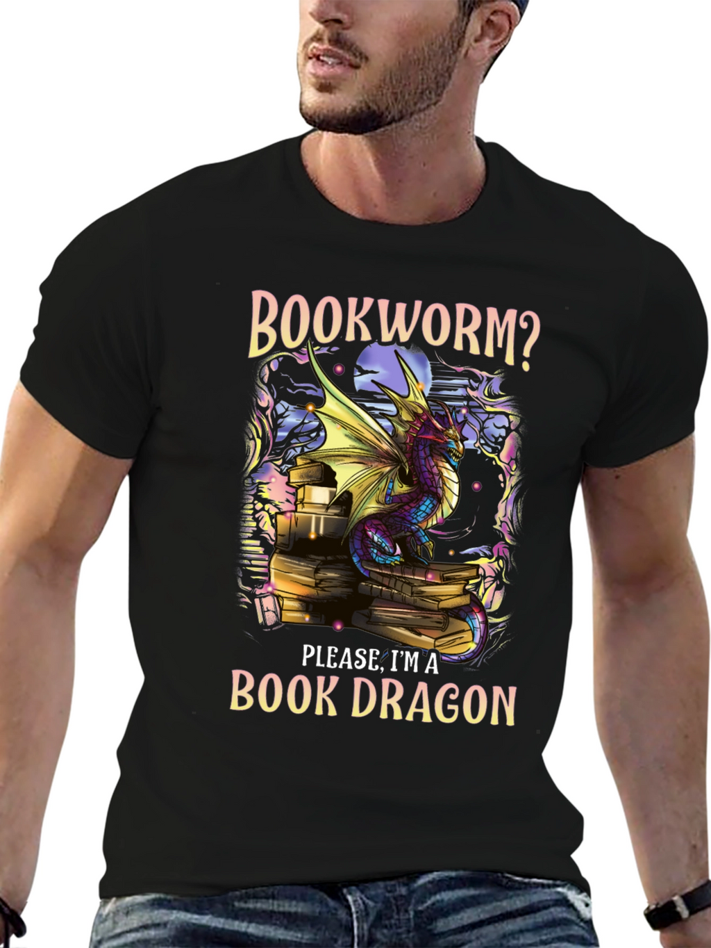 Book Dragon T-Shirt - Literary Fantasy Apparel