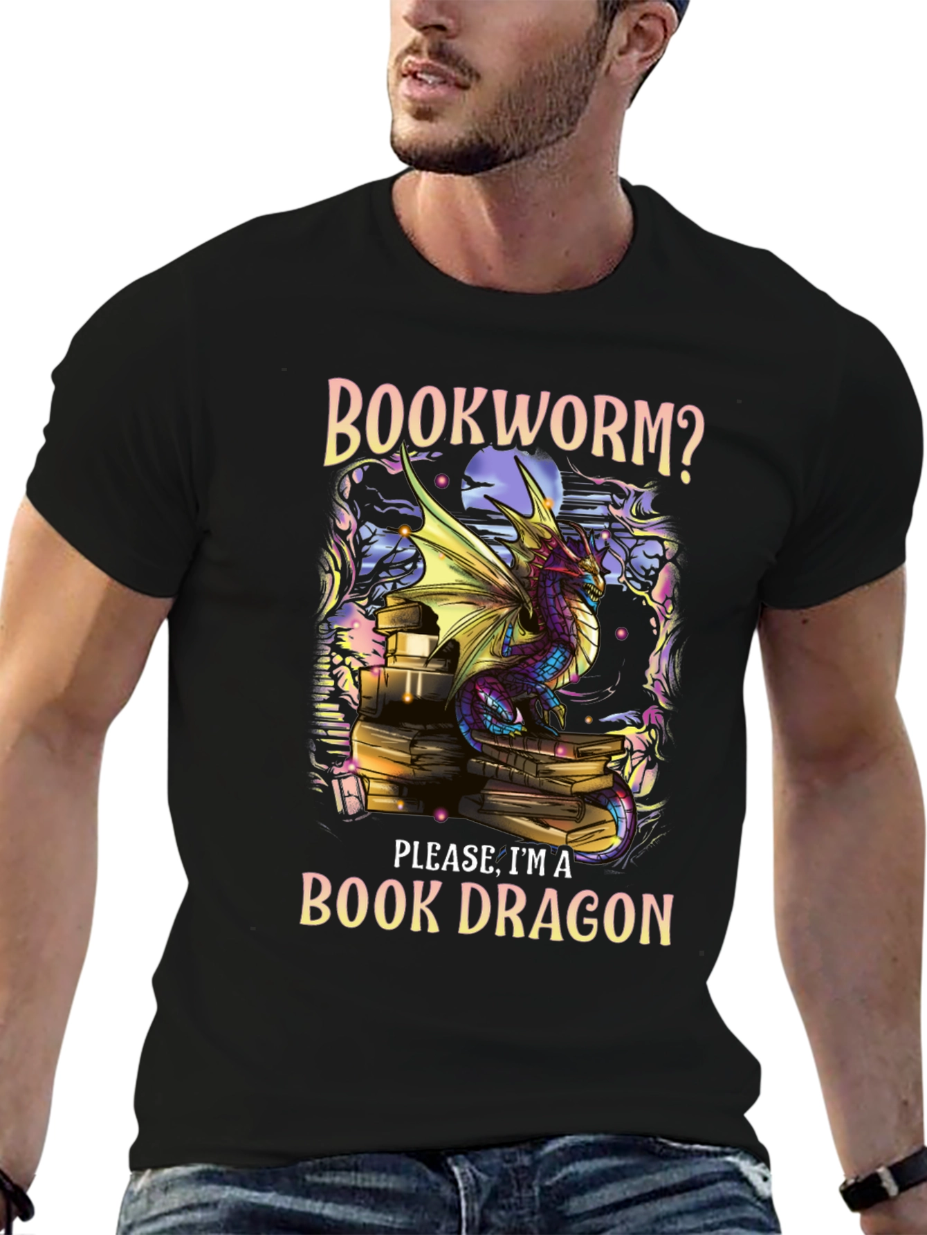 Book Dragon T-Shirt - Literary Fantasy Apparel
