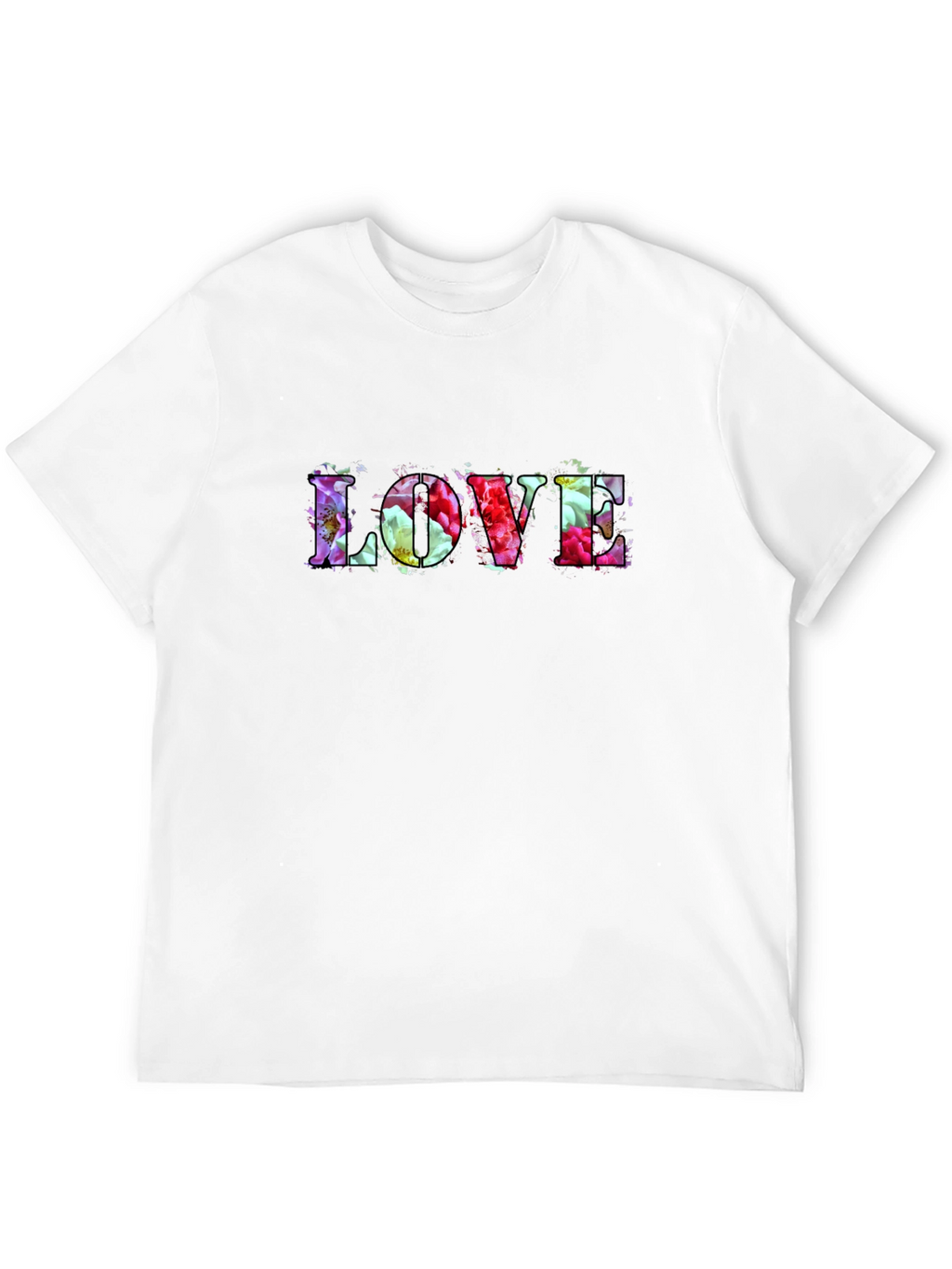 Floral LOVE Graphic Print Black Tee