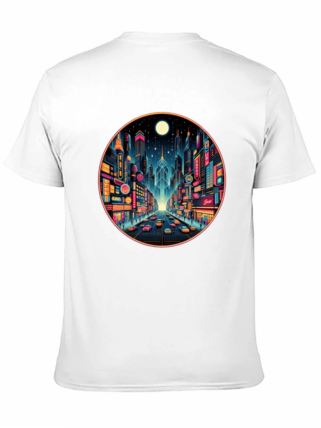 Neon Cityscape Black T-Shirt
