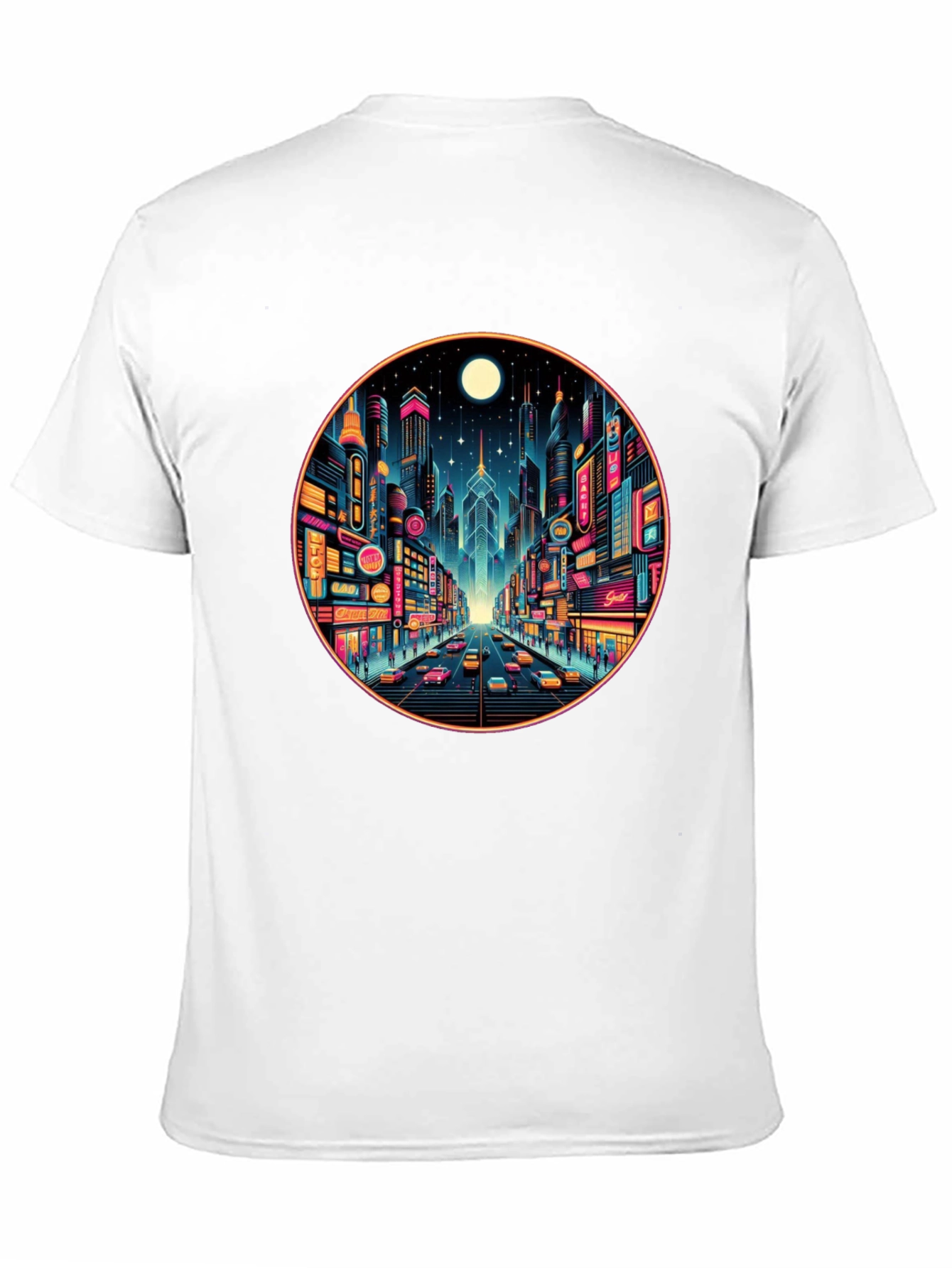 Neon Cityscape Black T-Shirt