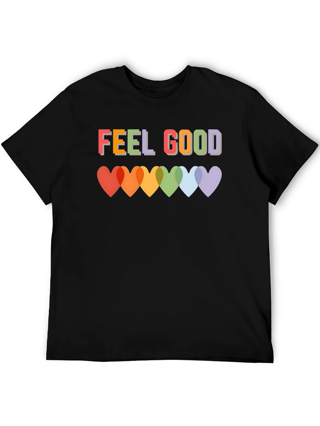 Feel Good T-Shirt - Rainbow Heart Graphic