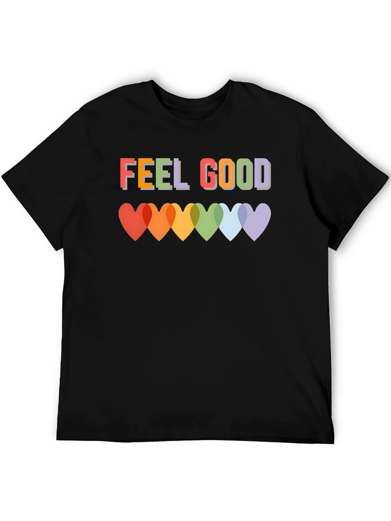 Feel Good T-Shirt - Rainbow Heart Graphic