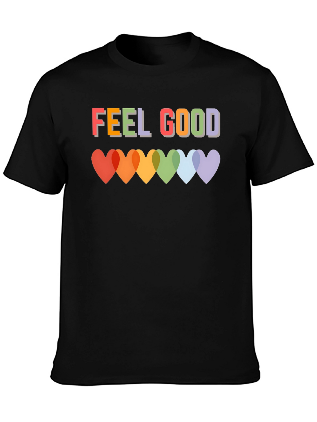 Feel Good T-Shirt - Rainbow Heart Graphic