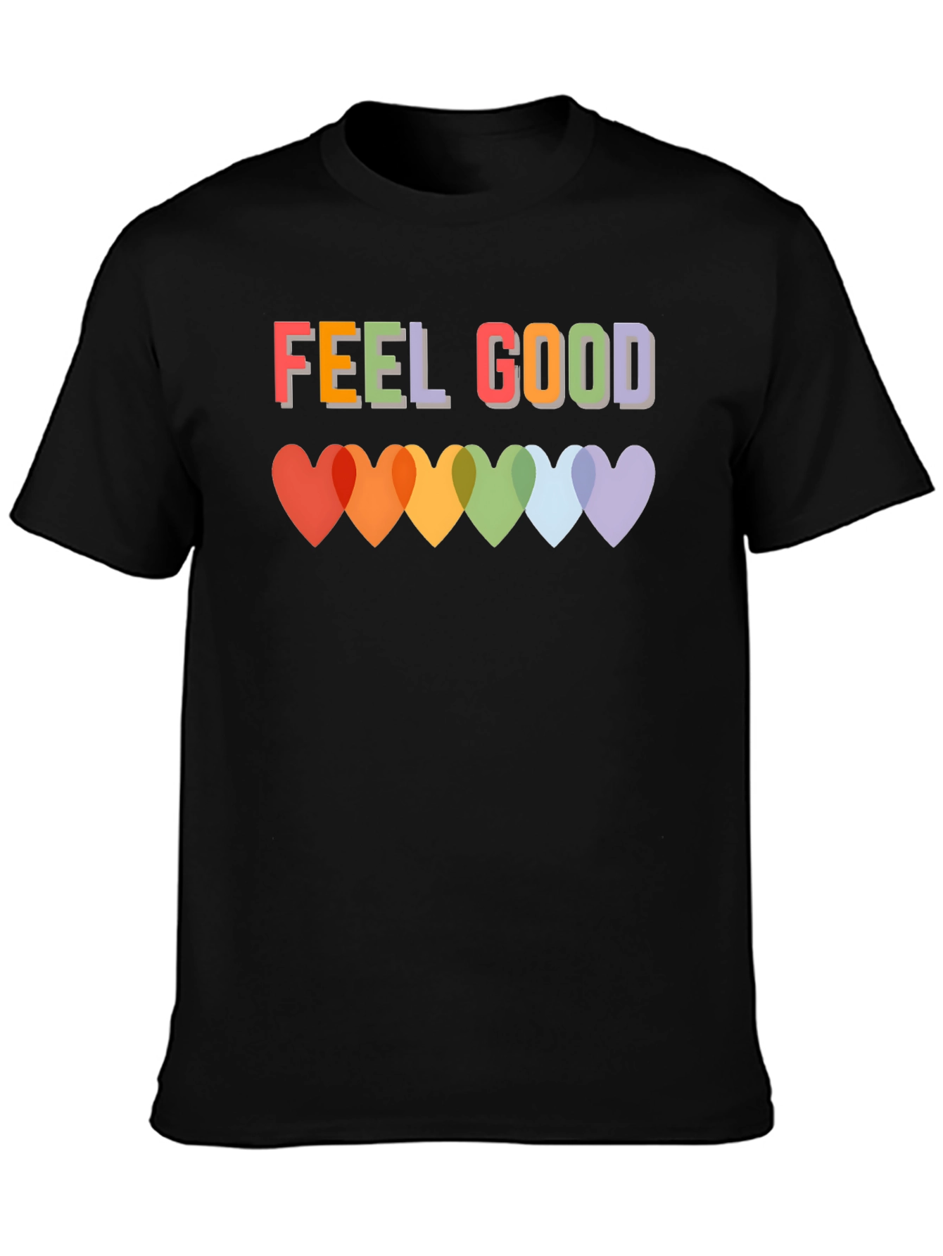 Feel Good T-Shirt - Rainbow Heart Graphic