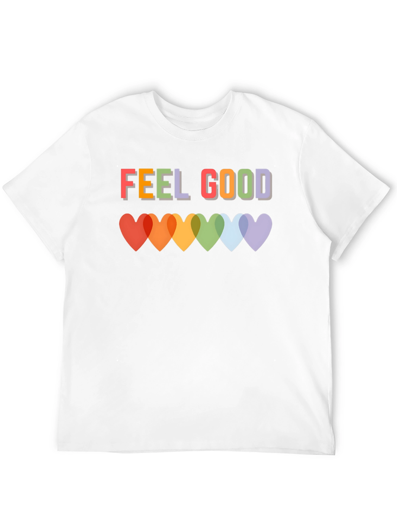 Feel Good T-Shirt - Rainbow Heart Graphic