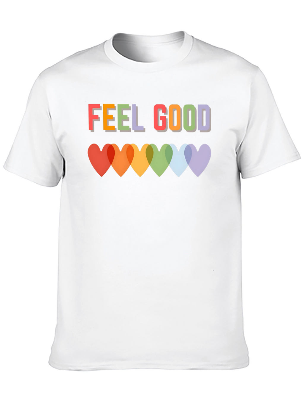 Feel Good T-Shirt - Rainbow Heart Graphic