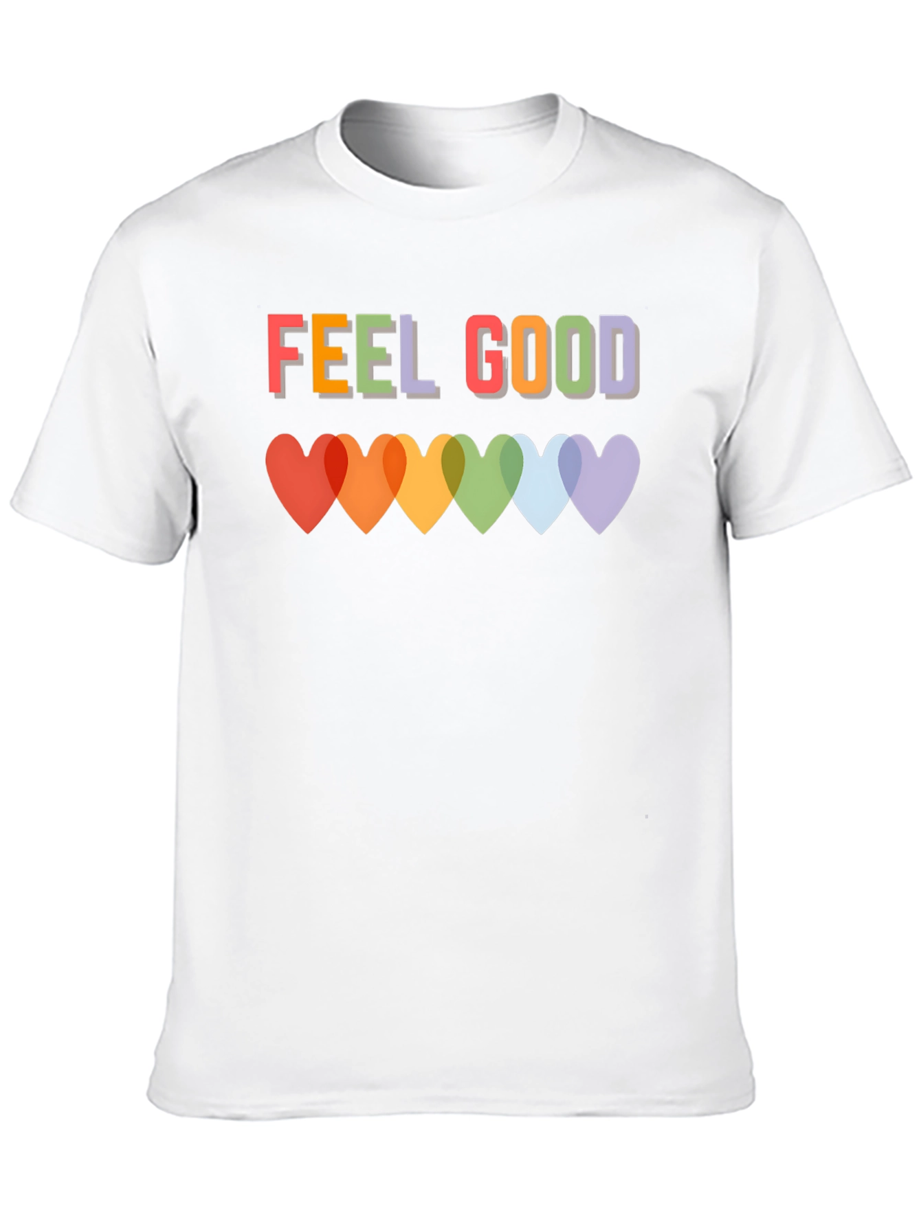 Feel Good T-Shirt - Rainbow Heart Graphic