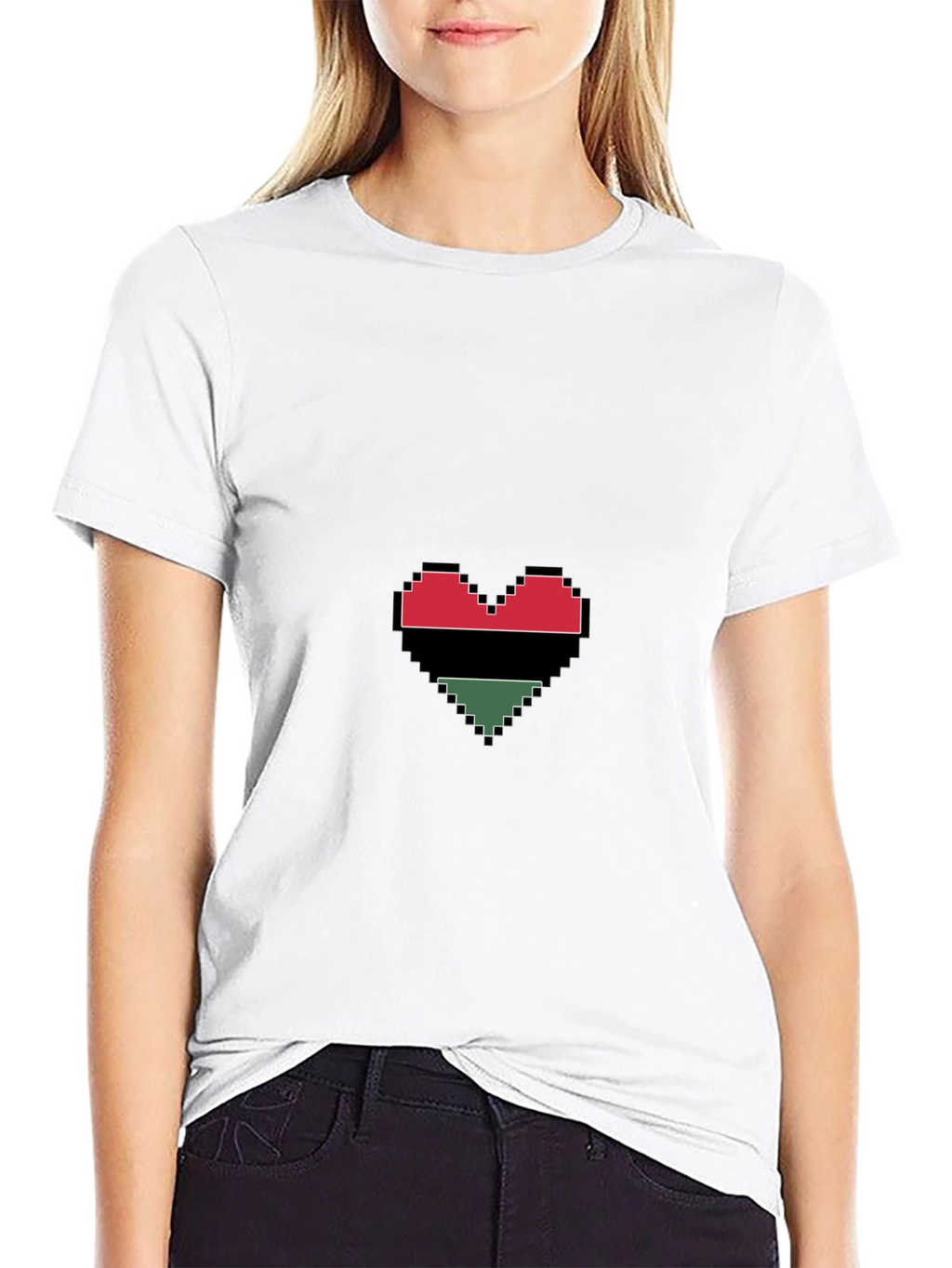 Pixel Heart Graphic Tee - Black Cotton Blend
