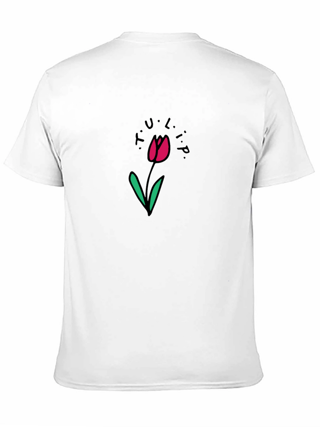 Black T-Shirt with Tulip Flower Design