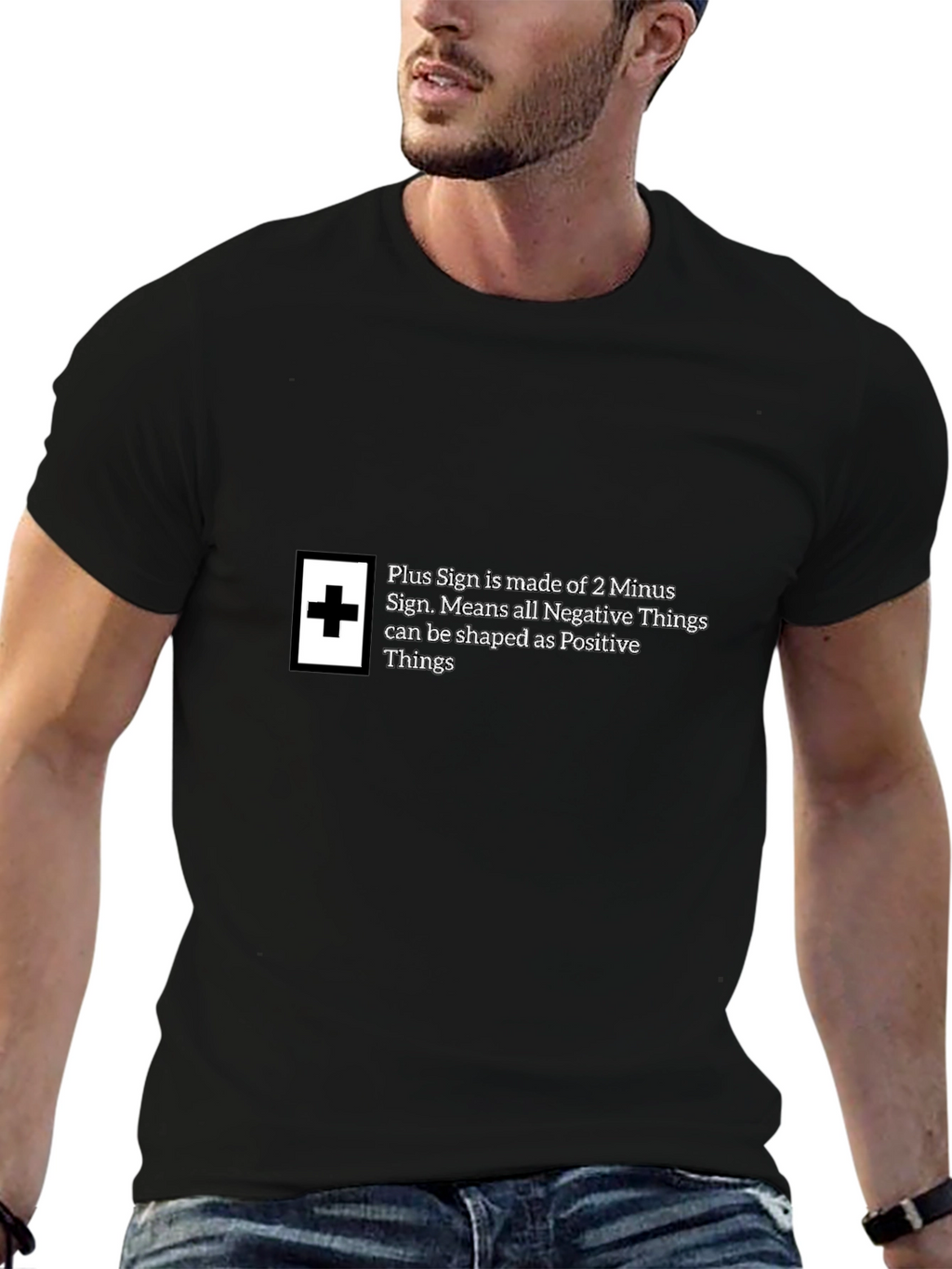 Plus Sign Positive Things Black T-Shirt