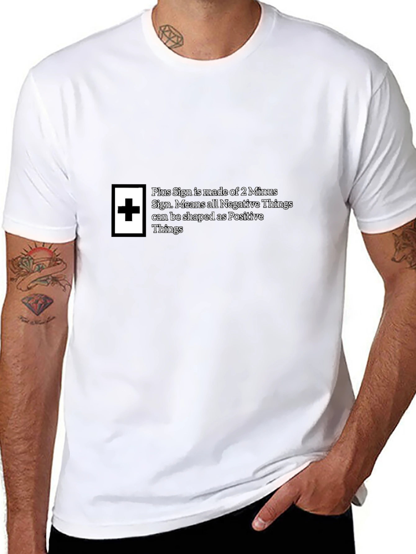 Plus Sign Positive Things Black T-Shirt
