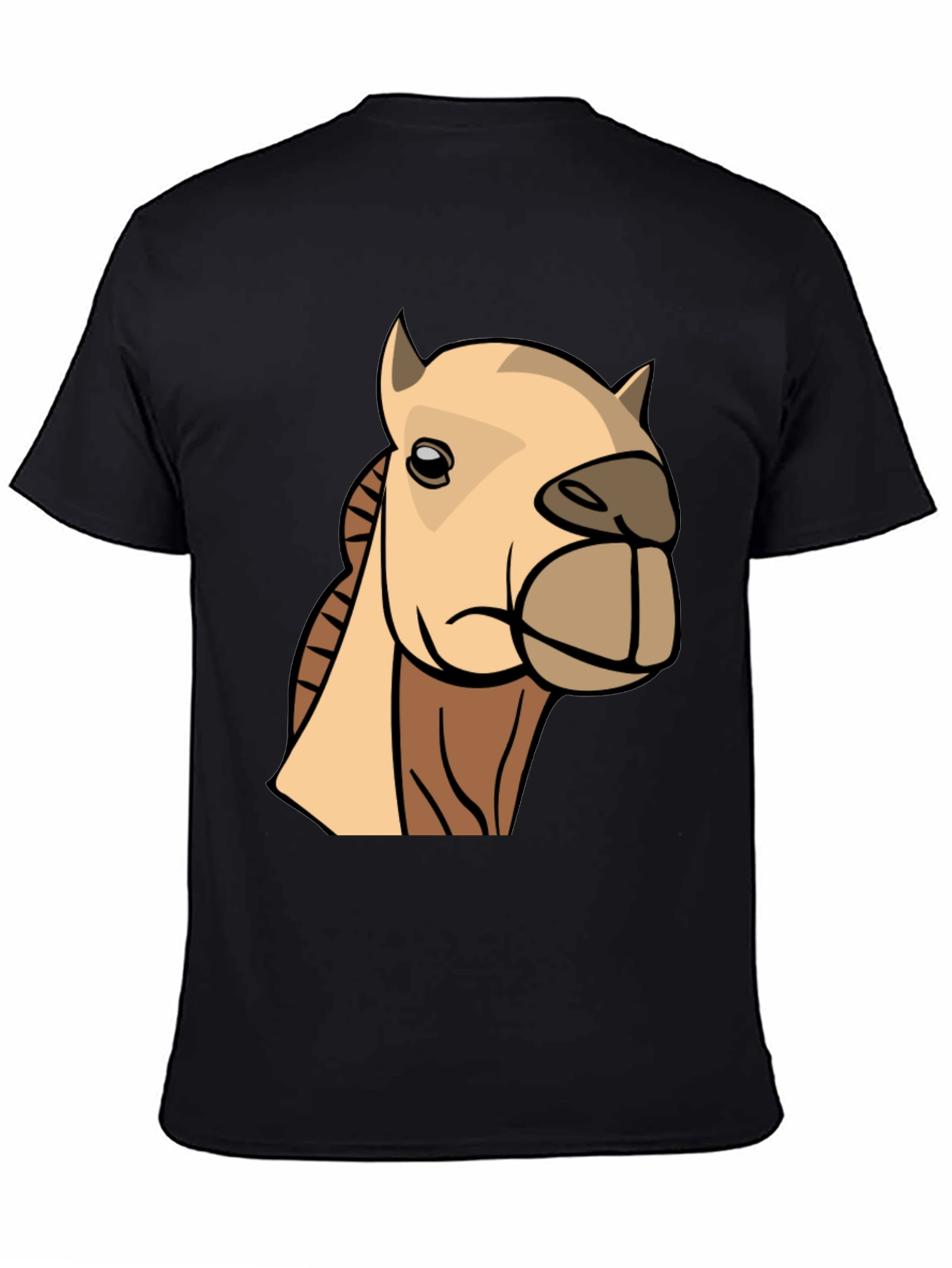 Camel Cartoon Graphic T-Shirt - Black Cotton Tee
