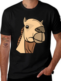 Camel Cartoon Graphic T-Shirt - Black Cotton Tee