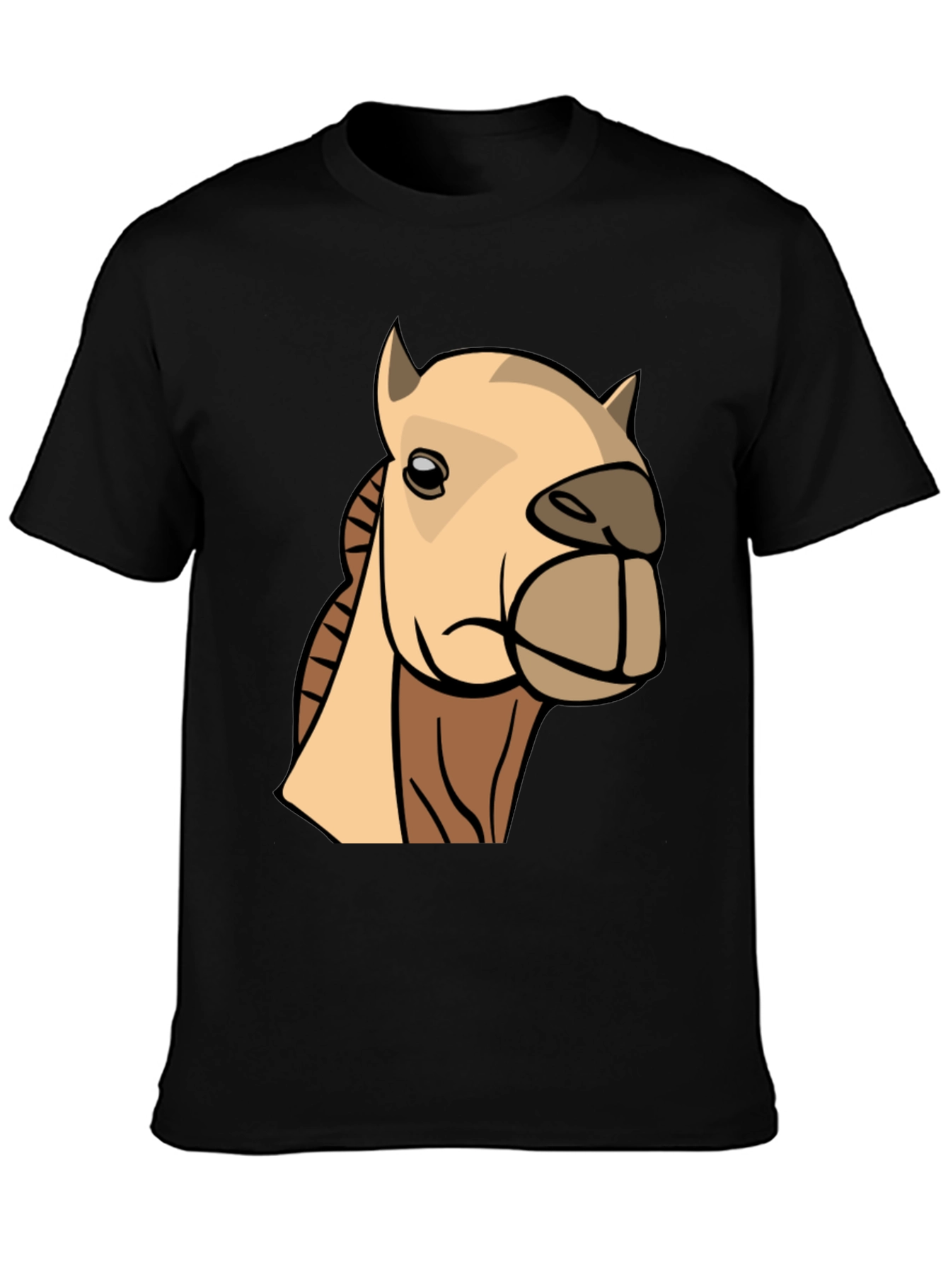Camel Cartoon Graphic T-Shirt - Black Cotton Tee