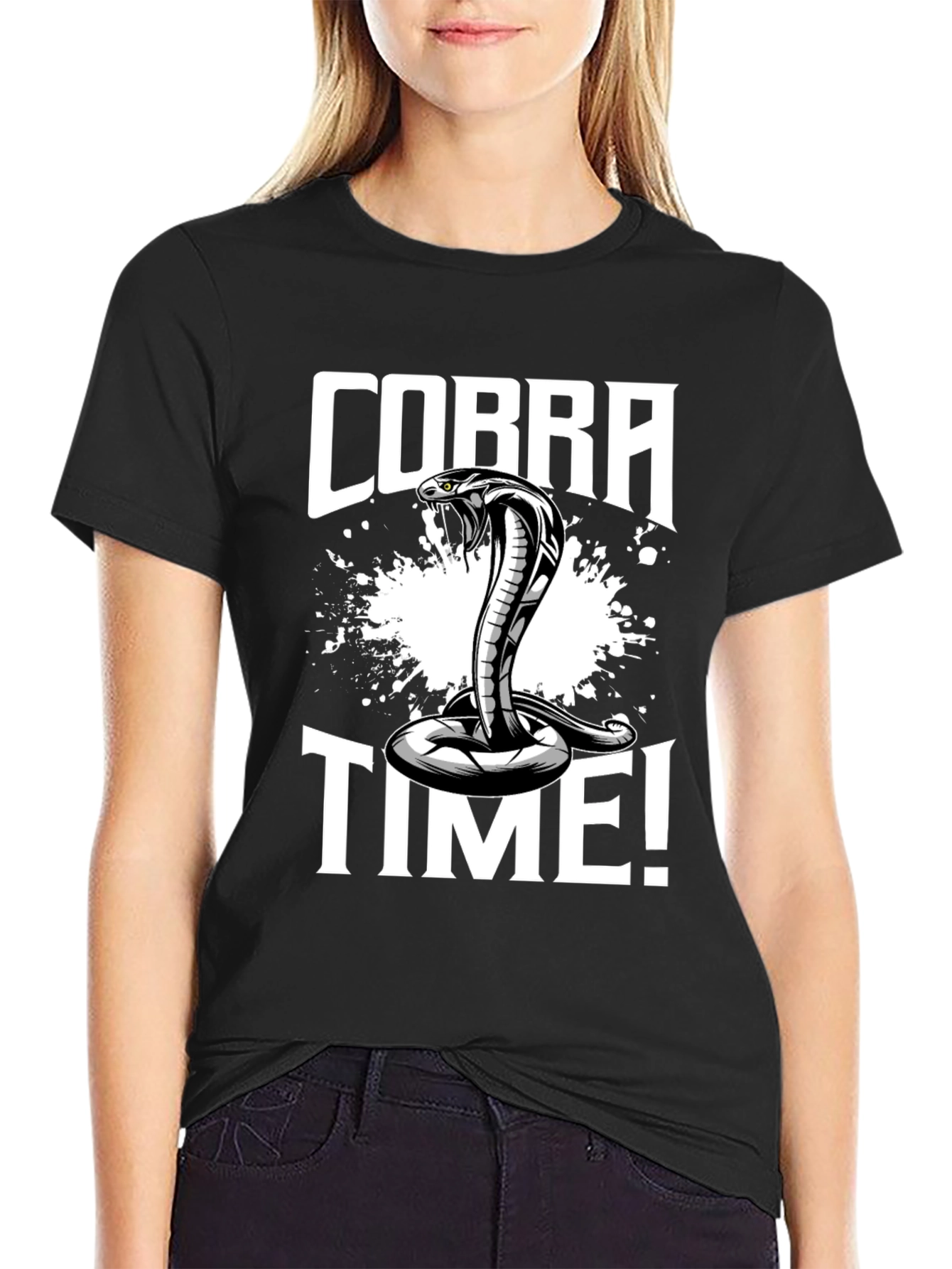 Cobra Time! Graphic Print Black T-Shirt