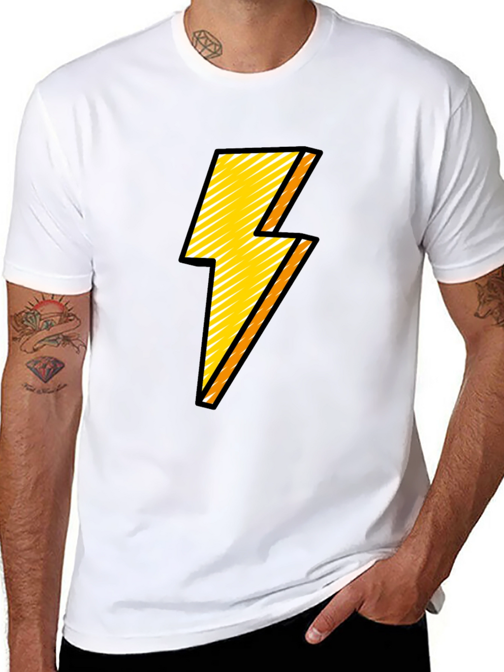 Lightning Bolt Graphic Tee - Black Cotton Comfort
