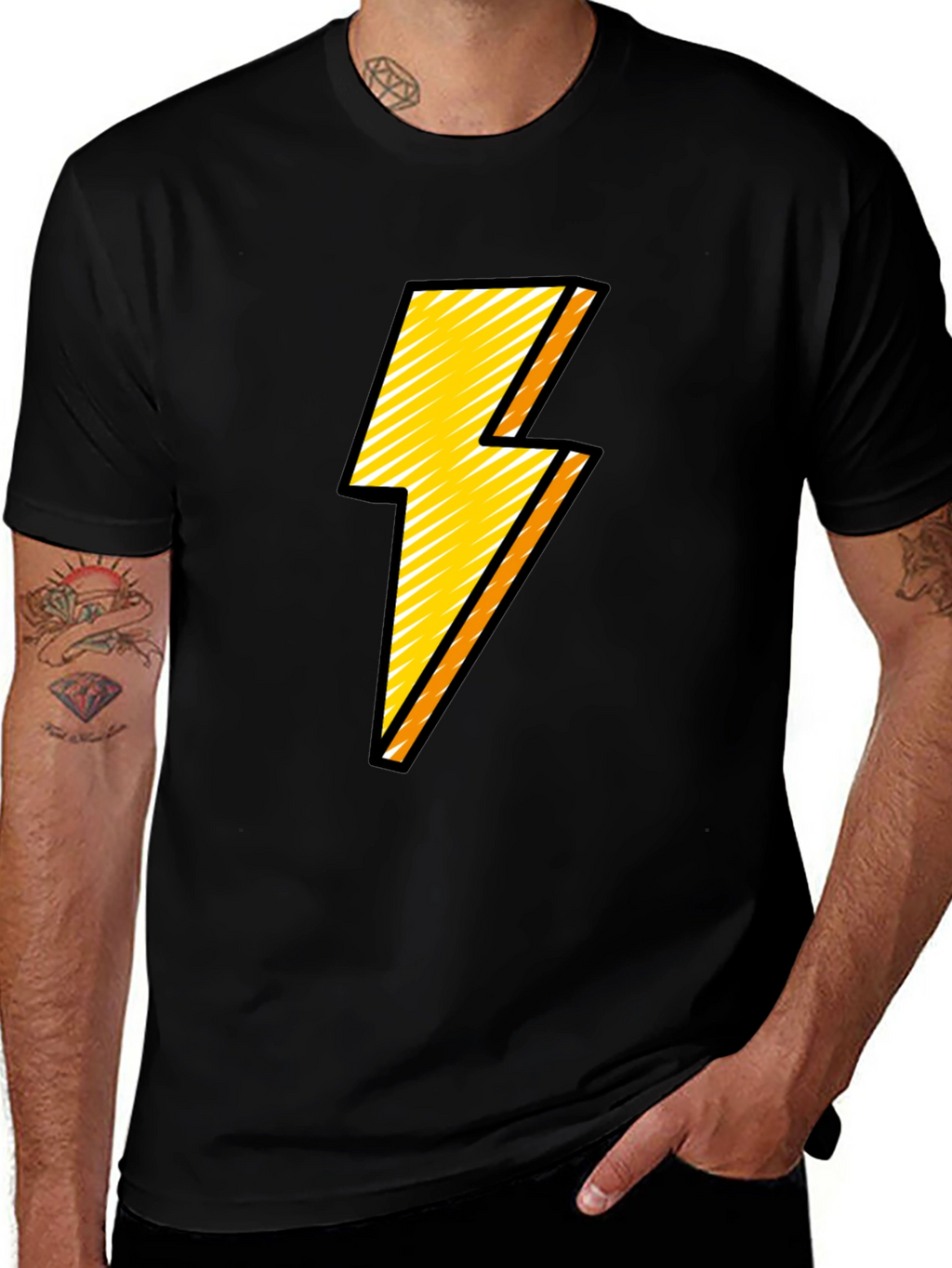 Lightning Bolt Graphic Tee - Black Cotton Comfort