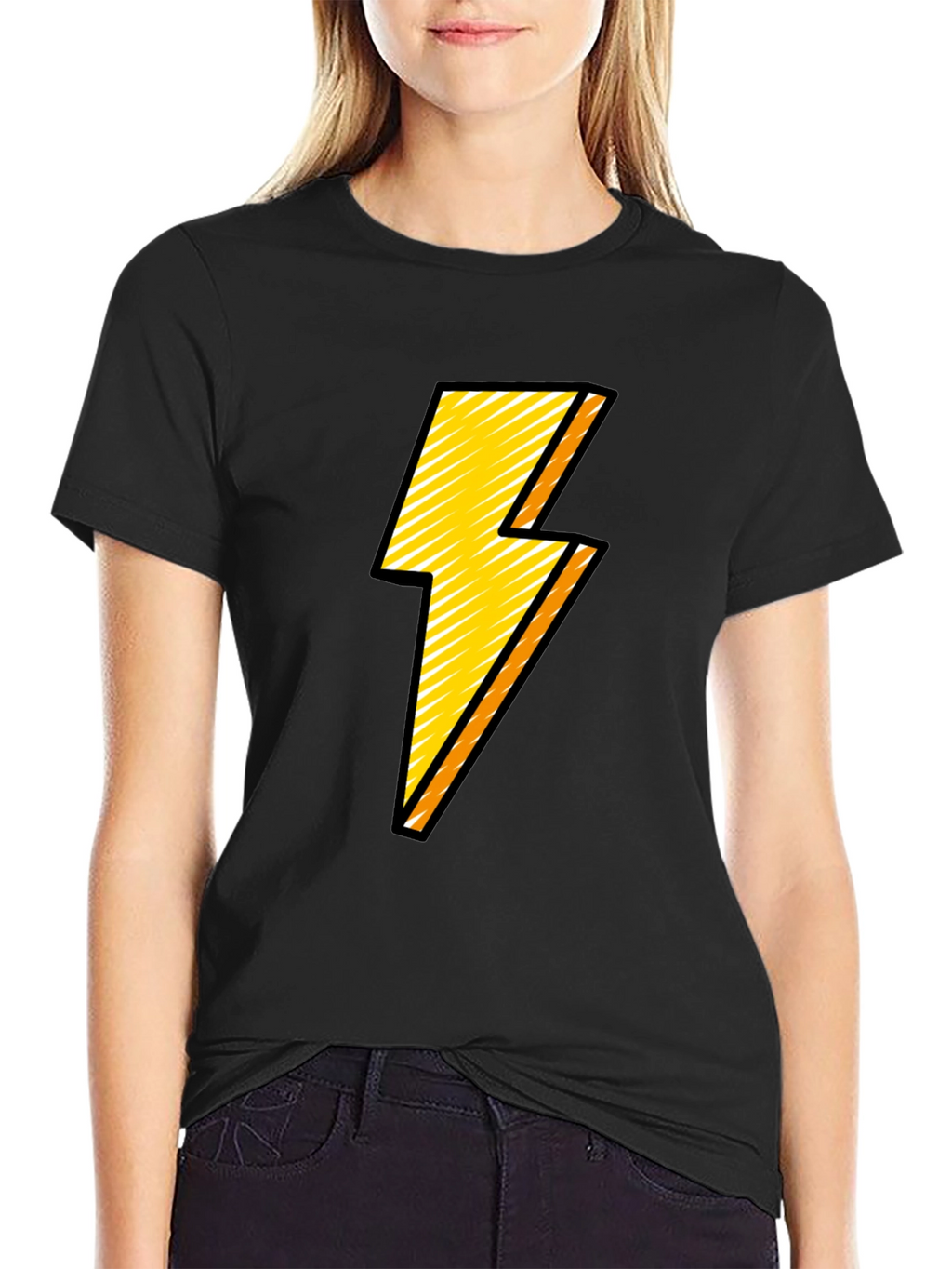 Lightning Bolt Graphic Tee - Black Cotton Comfort
