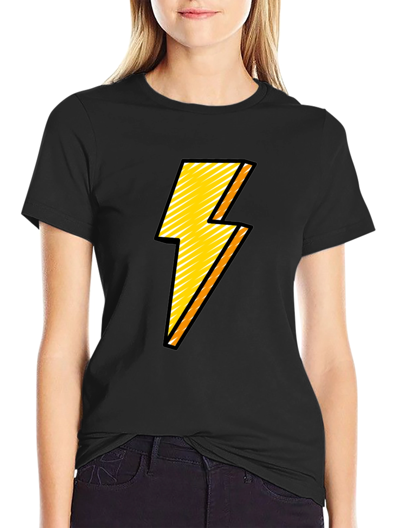 Lightning Bolt Graphic Tee - Black Cotton Comfort