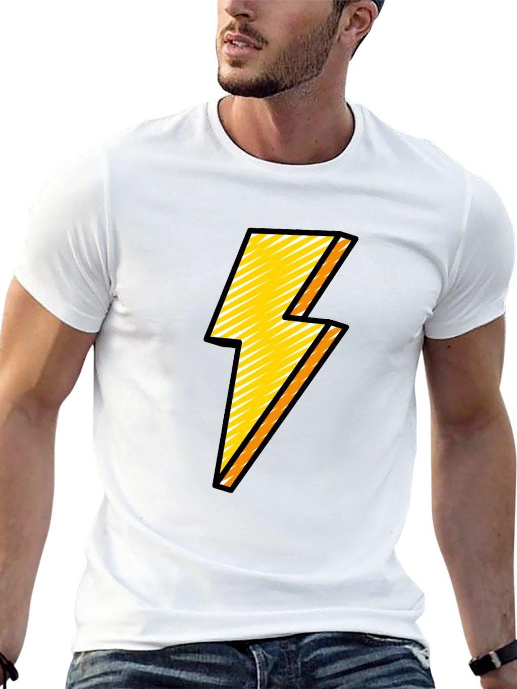Lightning Bolt Graphic Tee - Black Cotton Comfort