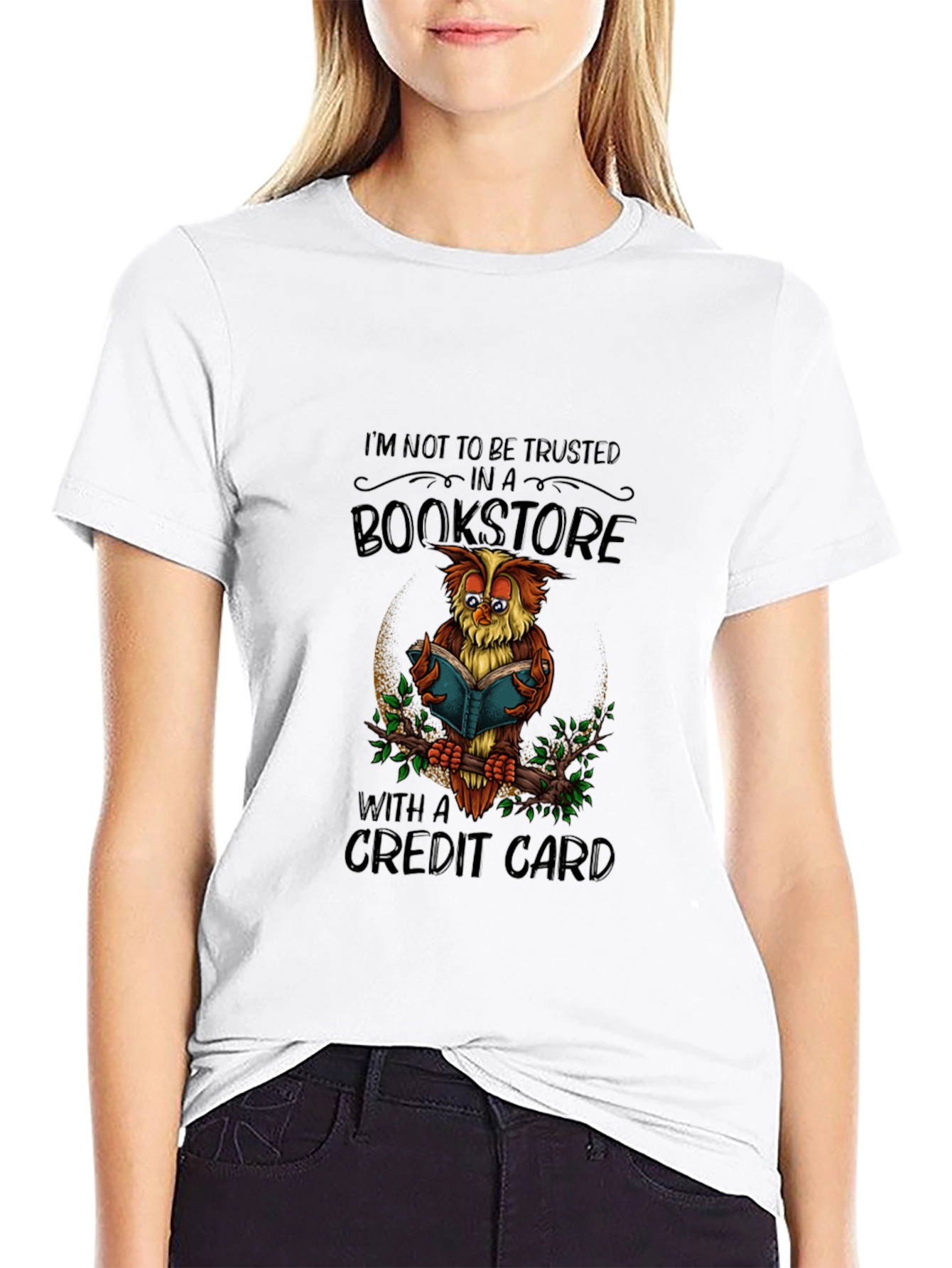 Bookstore Owl T-Shirt: Credit Card Danger!