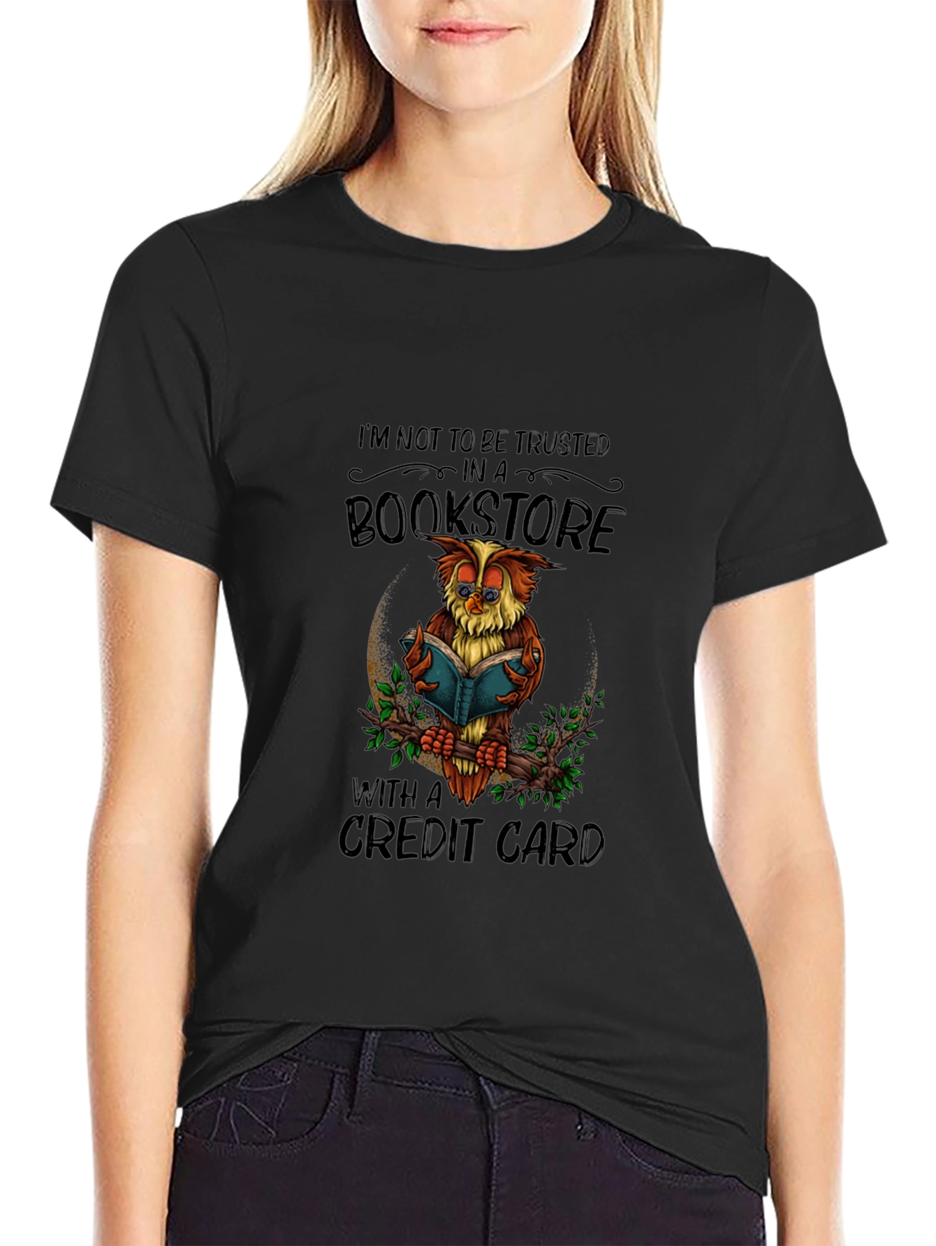 Bookstore Owl T-Shirt: Credit Card Danger!