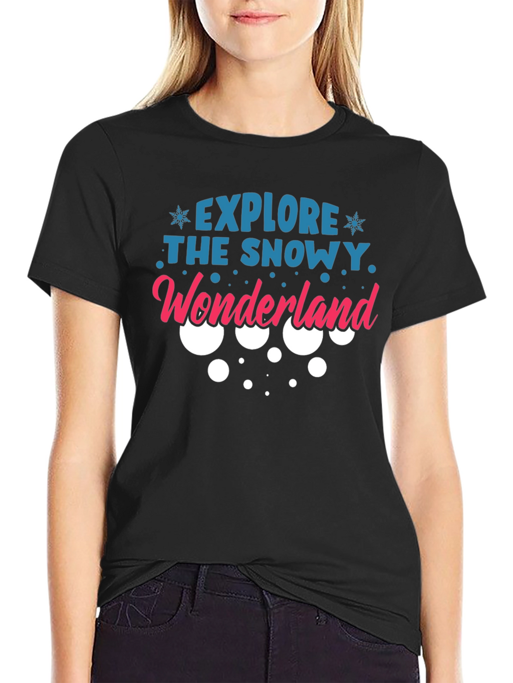 Explore the Snowy Wonderland Black T-Shirt