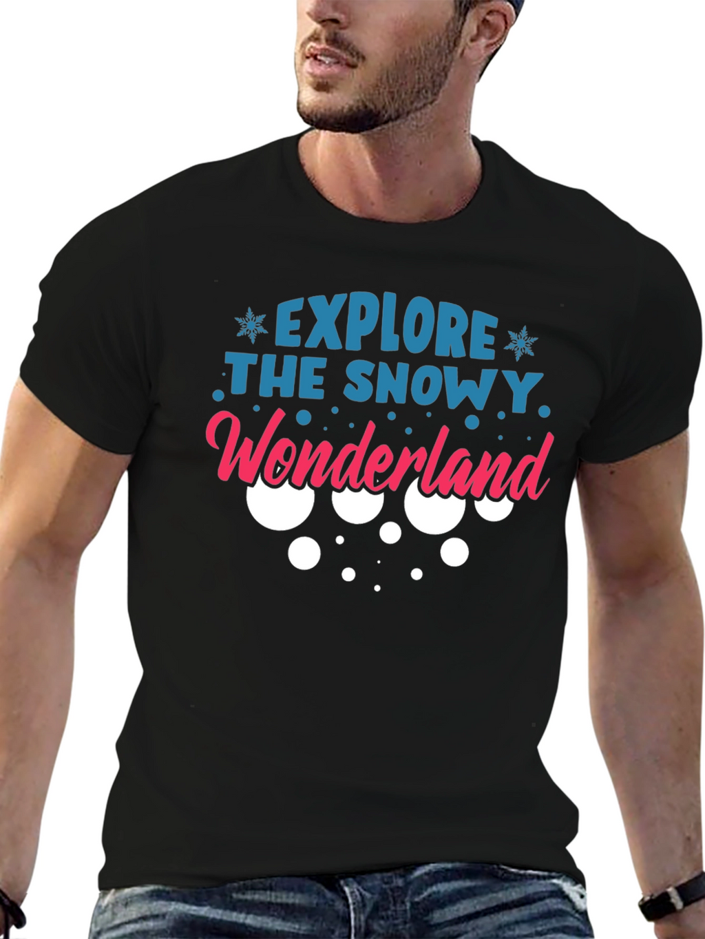 Explore the Snowy Wonderland Black T-Shirt