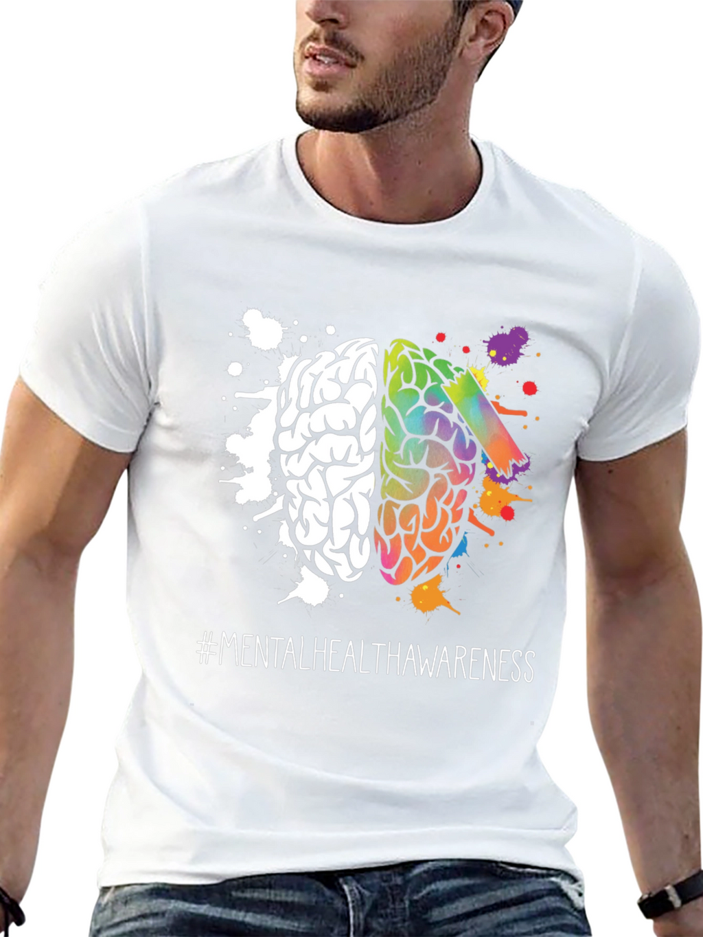 Mental Health Awareness T-Shirt Brain Graphic