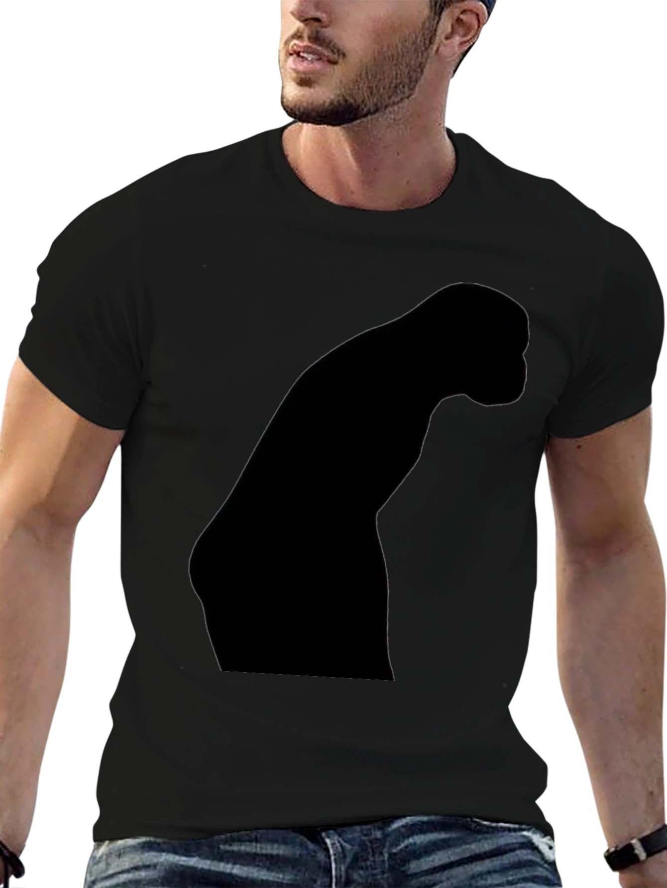 Mens Black T-Shirt - Abstract Silhouette Design