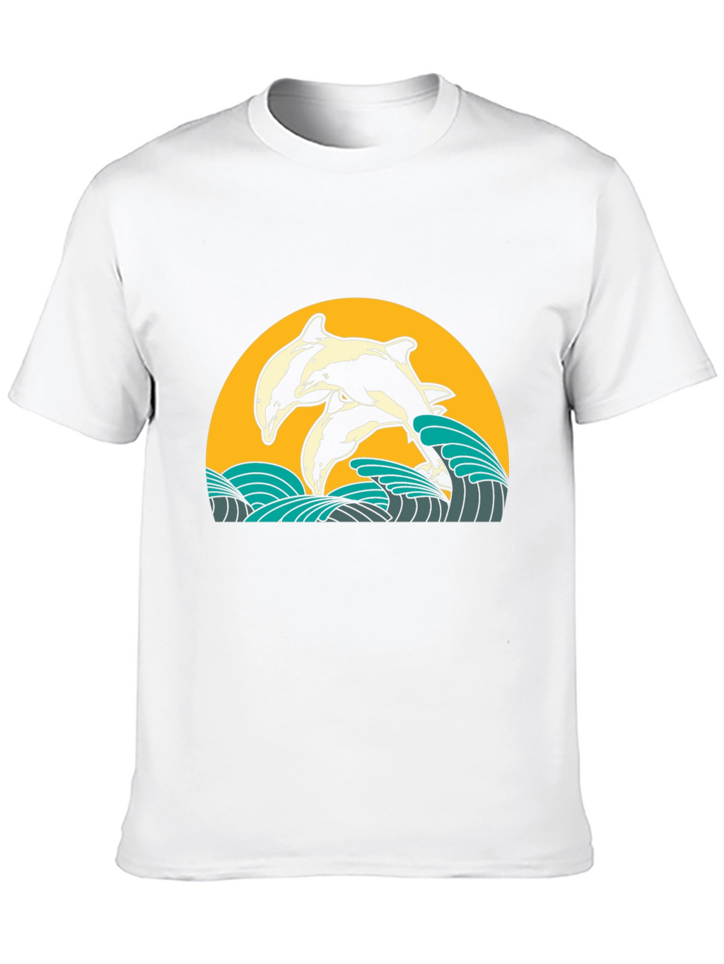 Dolphin Wave Graphic Tee - Black