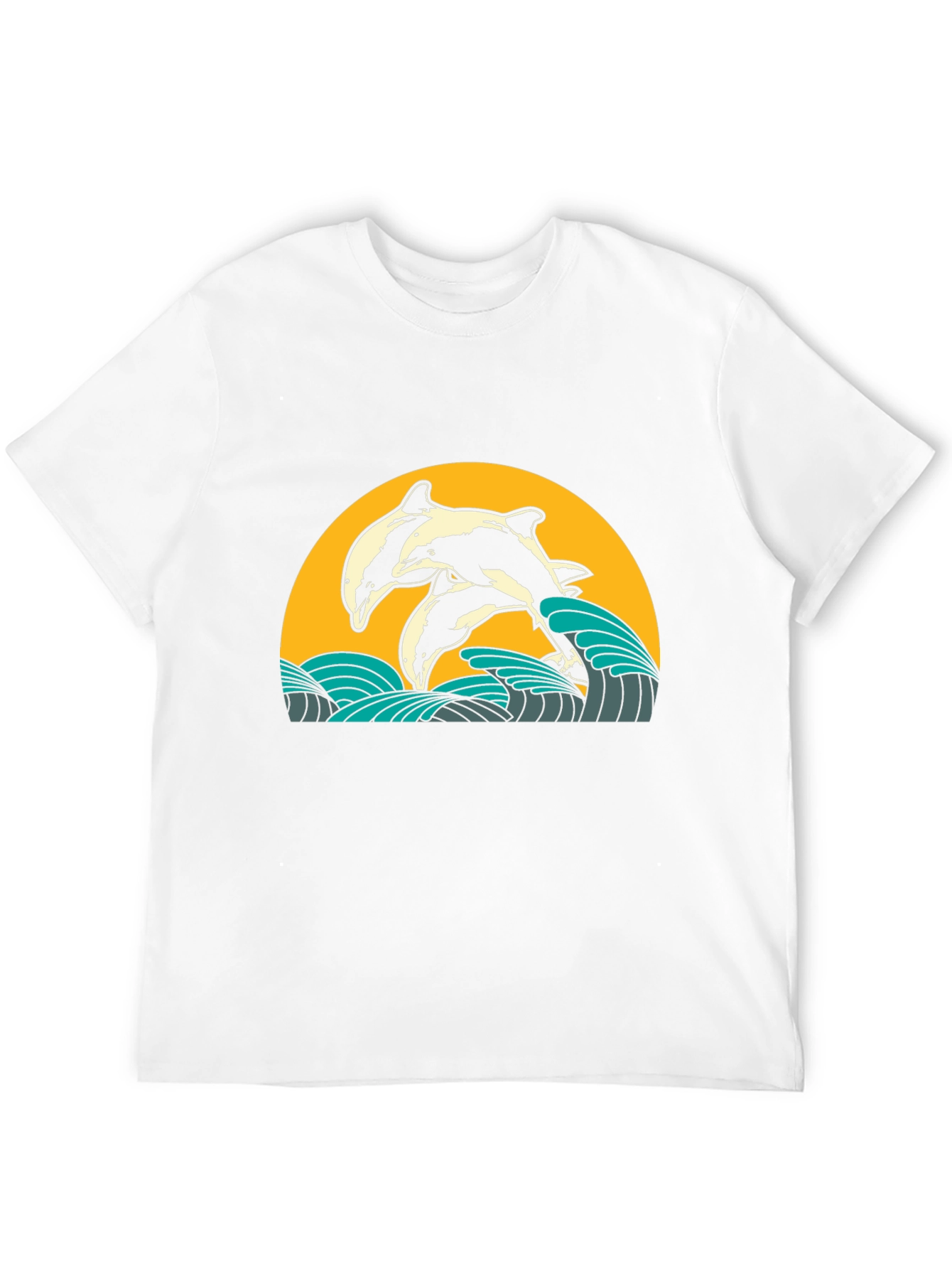 Dolphin Wave Graphic Tee - Black