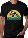 Dolphin Wave Graphic Tee - Black