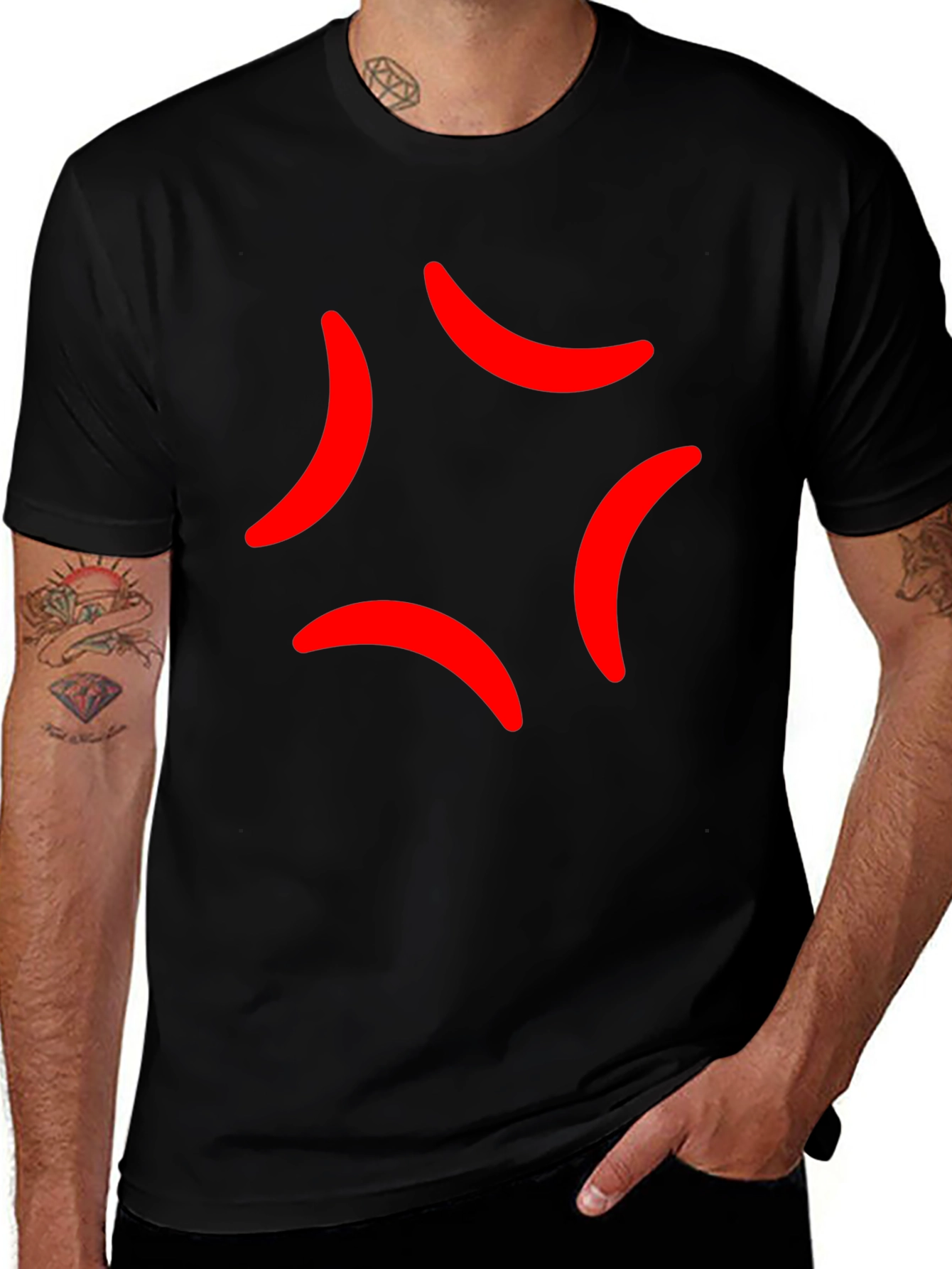 Anger Mark Emoji Black T-Shirt