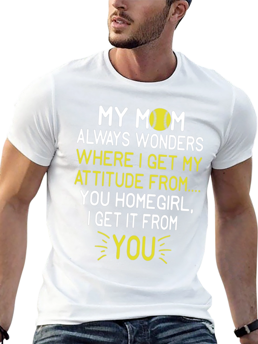 My Mom Attitude Softball T-Shirt - Homegirl Tee