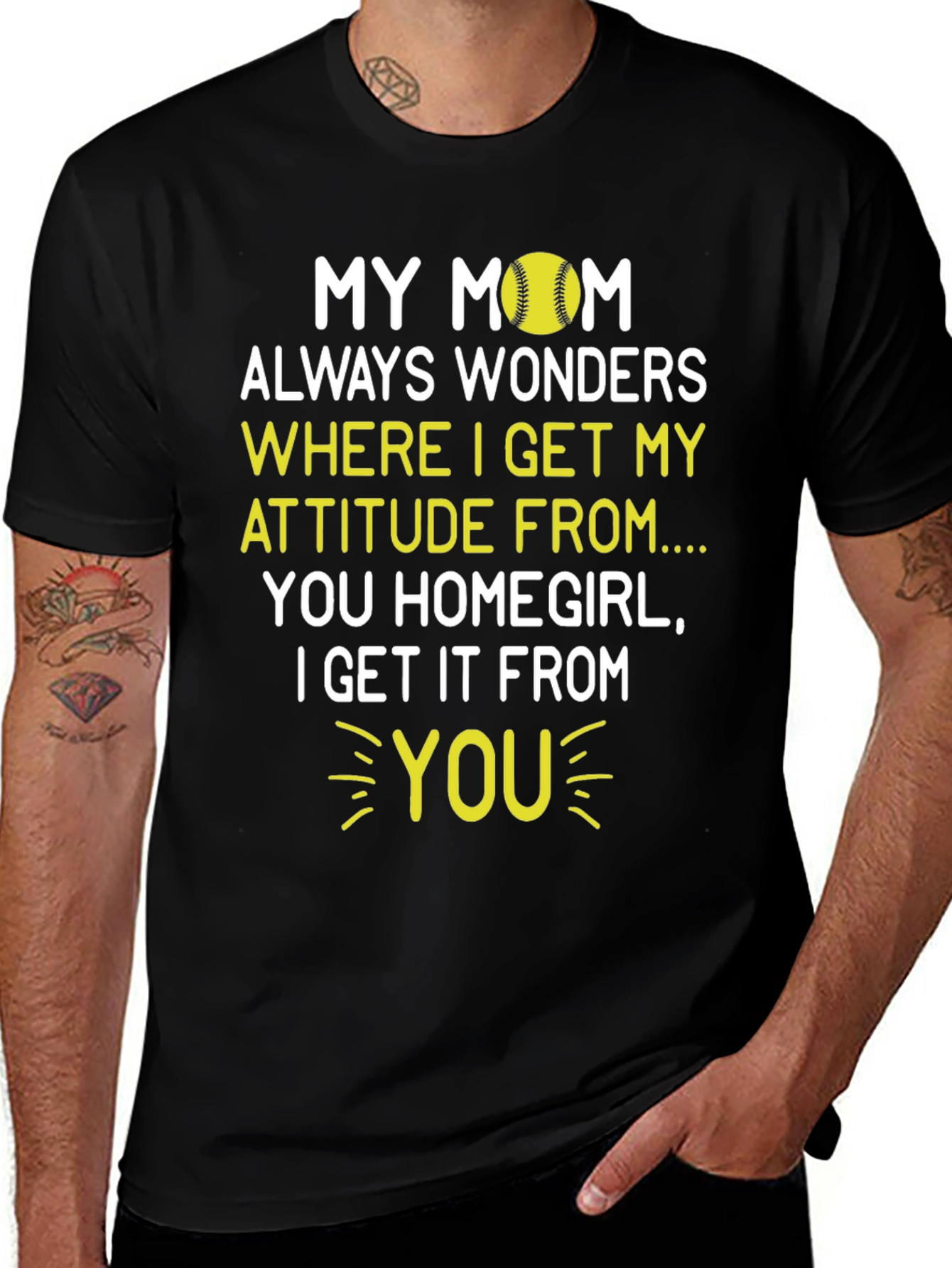 My Mom Attitude Softball T-Shirt - Homegirl Tee