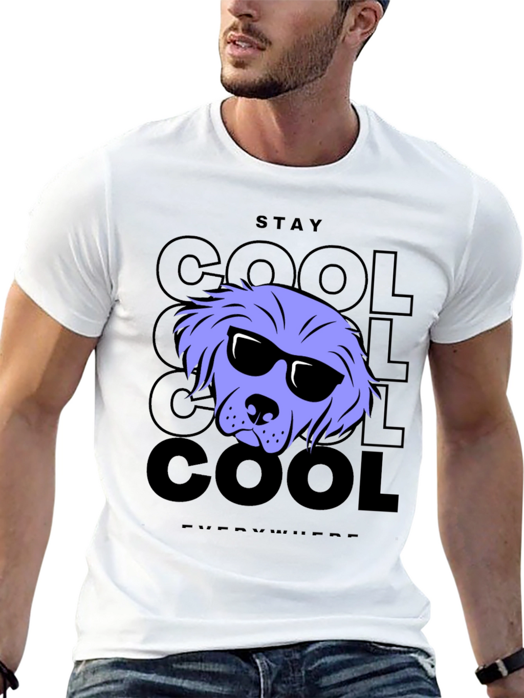 Stay Cool Dog Graphic Tee - Black
