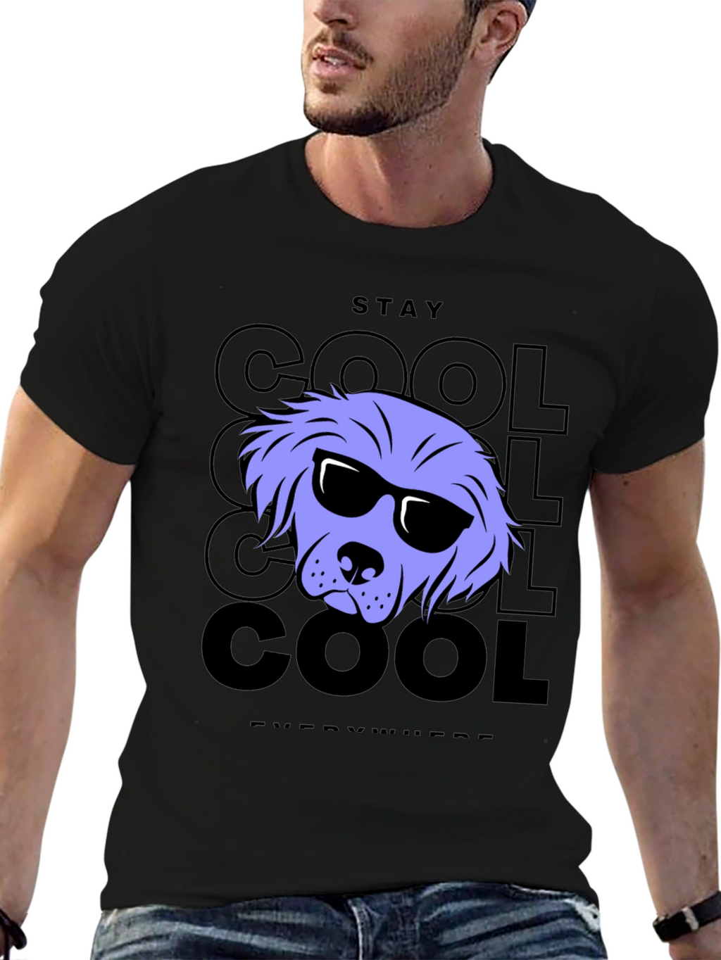 Stay Cool Dog Graphic Tee - Black