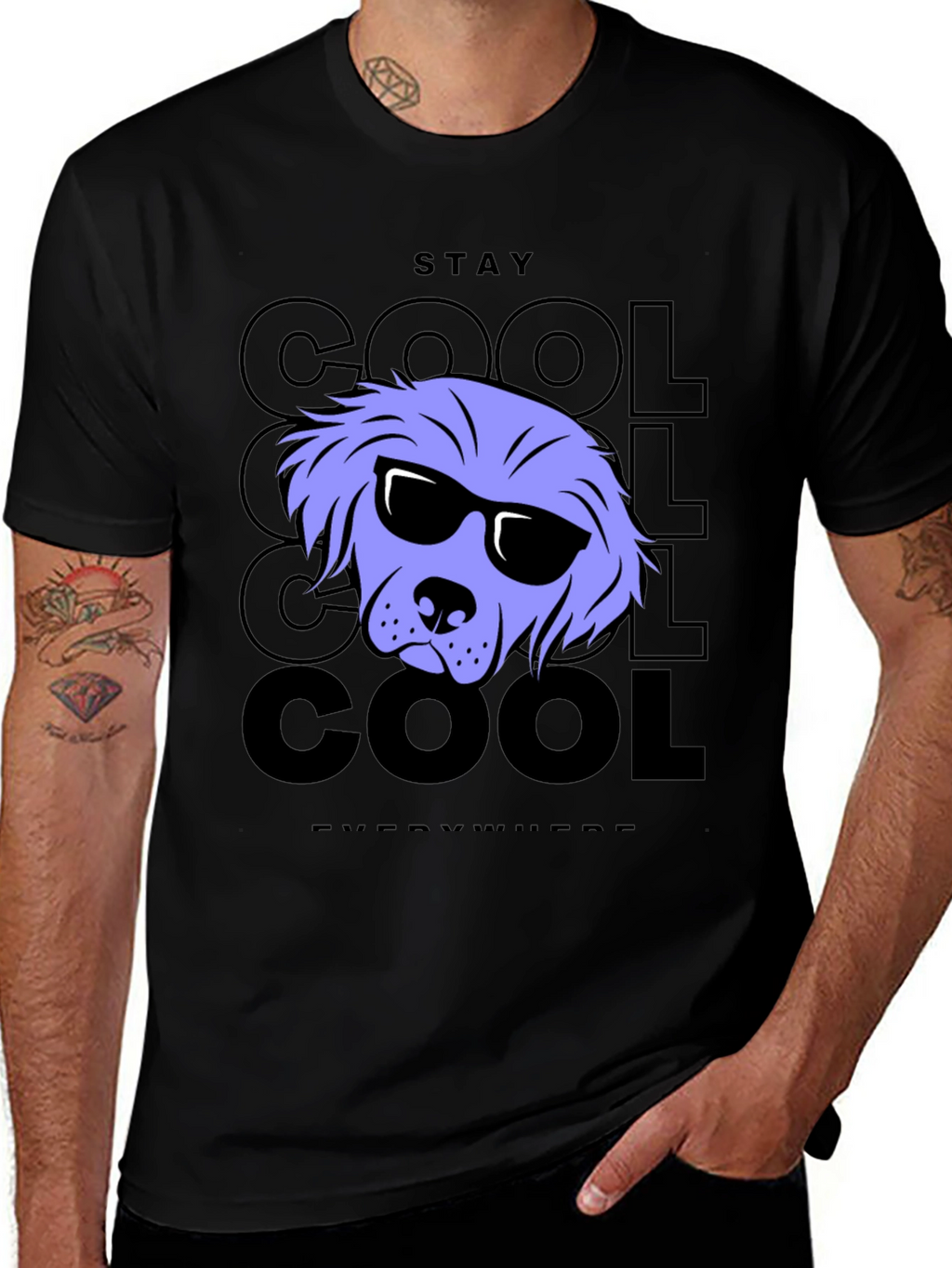 Stay Cool Dog Graphic Tee - Black