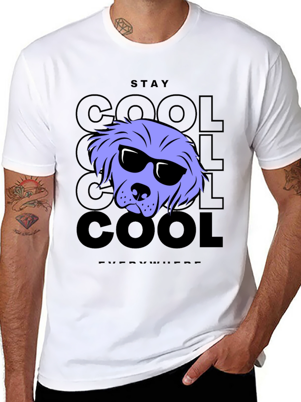 Stay Cool Dog Graphic Tee - Black