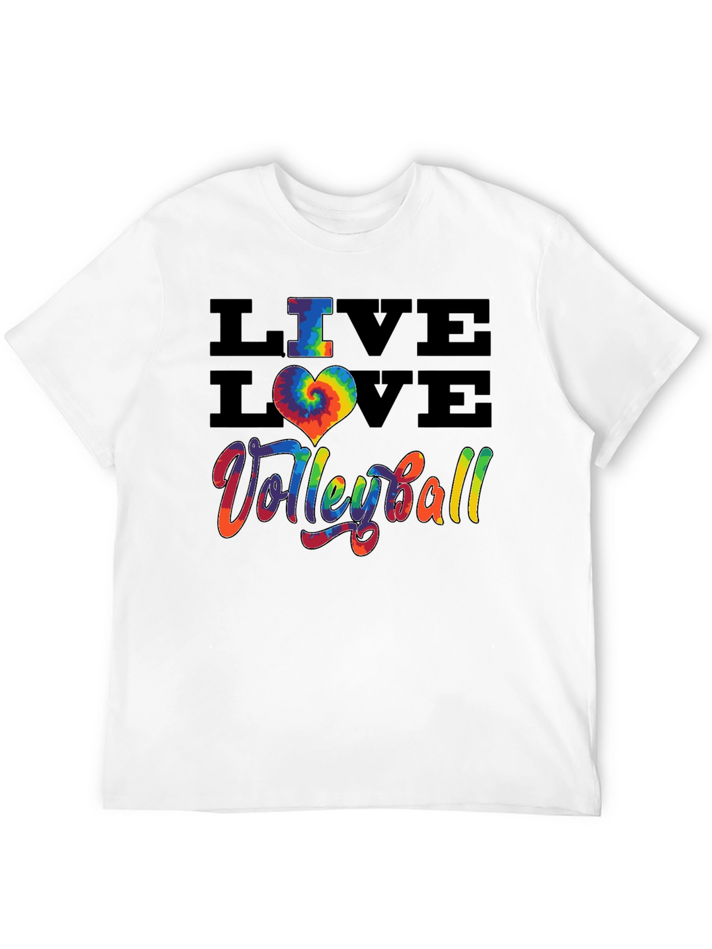 Live Love Volleyball Graphic Tee - Rainbow Tie Dye
