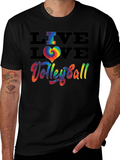 Live Love Volleyball Graphic Tee - Rainbow Tie Dye