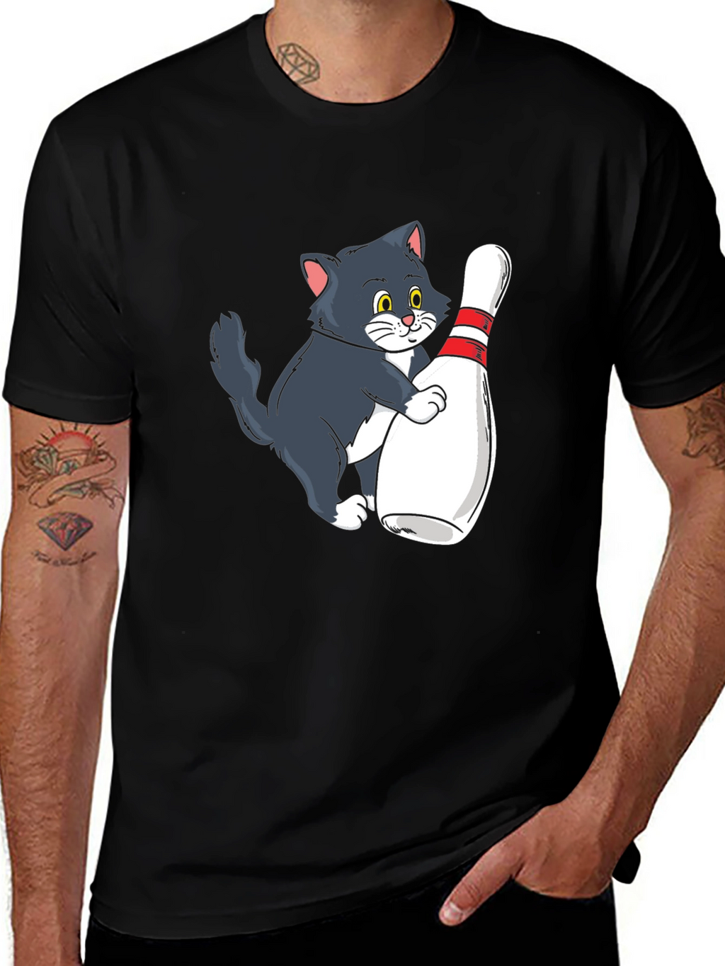 Cute Cat Bowling T-Shirt - Unisex Graphic Tee